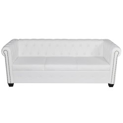 Chesterfield-Sofas 2-Sitzer und 3-Sitzer Kunstleder Weiß