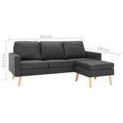 3-Sitzer-Sofa mit Hocker Dunkelgrau Stoff