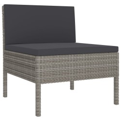 3-tlg. Garten-Lounge-Set mit Auflagen Poly Rattan Grau