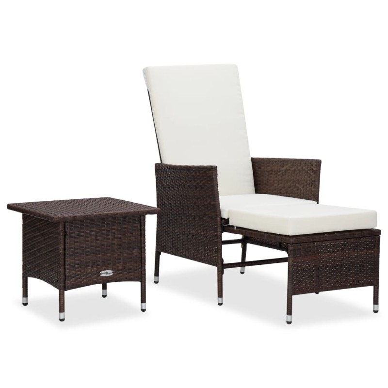 2-tlg. Garten-Lounge-Set mit Kissen Poly Rattan Braun