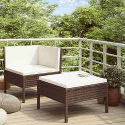 2-tlg. Garten-Lounge-Set mit Auflagen Poly Rattan Braun