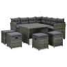 6-tlg. Garten-Lounge-Set mit Auflagen Poly Rattan Grau