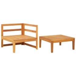 2-tlg. Garten-Lounge-Set mit Dunkelgrauen Kissen Akazienholz