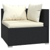 3-Sitzer-Sofa mit Kissen Schwarz Poly Rattan