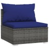 3-Sitzer-Sofa mit Kissen Grau Poly Rattan