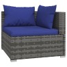 3-Sitzer-Sofa mit Kissen Grau Poly Rattan