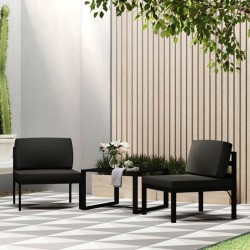 3-tlg. Garten-Sofagarnitur mit Kissen Aluminium Anthrazit