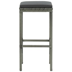 Barhocker mit Kissen 4 Stk. Grau Poly Rattan