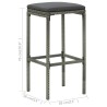 Barhocker mit Kissen 4 Stk. Grau Poly Rattan