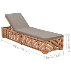 Sonnenliege mit Dunkelgrauem Kissen Teak Massivholz