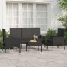 4-tlg. Garten-Lounge-Set mit Kissen Schwarz Poly Rattan