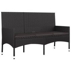 4-tlg. Garten-Lounge-Set mit Kissen Schwarz Poly Rattan