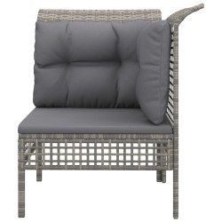 Garten-Ecksofa mit Kissen Grau Poly Rattan