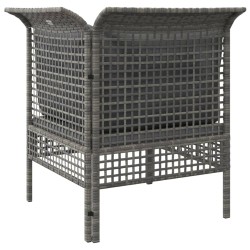 Garten-Ecksofa mit Kissen Grau Poly Rattan