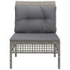 Garten-Mittelsofa mit Kissen Grau Poly Rattan