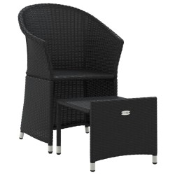 2-tlg. Garten-Lounge-Set mit Kissen Schwarz Poly Rattan