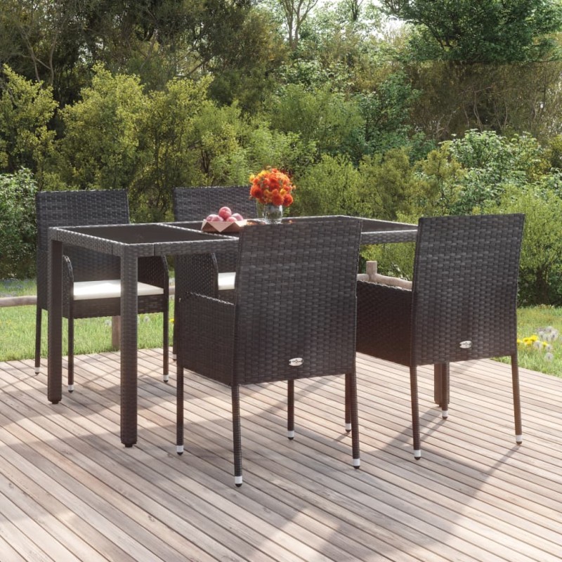 Gartenstühle mit Kissen 4 Stk. Poly Rattan Schwarz