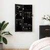 Schmuckschrank mit Spiegel Wandmontage Schwarz 30x8,5x90 cm