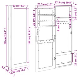 Schmuckschrank mit Spiegel Wandmontage Schwarz 30x8,5x90 cm