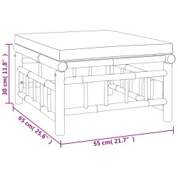 3-tlg. Garten-Lounge-Set mit Dunkelgrauen Kissen Bambus