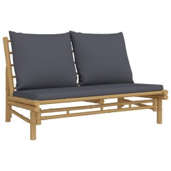 2-tlg. Garten-Lounge-Set mit Dunkelgrauen Kissen Bambus