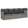 Outdoor-Loungebett mit Dach und Kissen Grau Poly Rattan