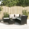 4-tlg. Garten-Lounge-Set mit Kissen Schwarz Poly Rattan