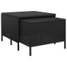 4-tlg. Garten-Lounge-Set mit Kissen Schwarz Poly Rattan