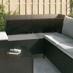 4-tlg. Garten-Lounge-Set mit Kissen Schwarz Poly Rattan