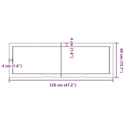 Waschtischplatte Dunkelbraun 120x40x(2-6)cm Massivholz