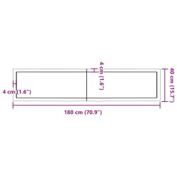 Waschtischplatte Hellbraun 180x40x(2-6) cm Massivholz Behandelt