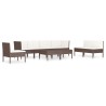 9-tlg. Garten-Lounge-Set mit Auflagen Poly Rattan Braun