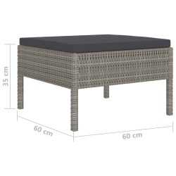 10-tlg. Garten-Lounge-Set mit Auflagen Poly Rattan Grau