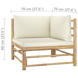 8-tlg. Garten-Lounge-Set mit Cremeweißen Kissen Bambus