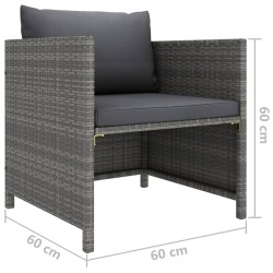 12-tlg. Garten-Lounge-Set mit Kissen Poly Rattan Grau