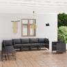 8-tlg. Garten-Lounge-Set mit Kissen Poly Rattan Grau