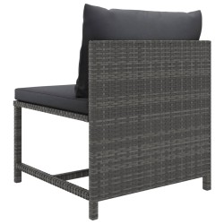 6-tlg. Garten-Lounge-Set mit Kissen Poly Rattan Grau