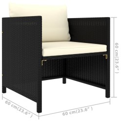 7-tlg. Garten-Lounge-Set mit Kissen Poly Rattan Schwarz