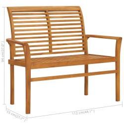 Gartenbank mit Schwarzer Auflage 112 cm Massivholz Teak