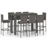 9-tlg. Garten-Bar-Set mit Anthrazit Kissen Poly Rattan