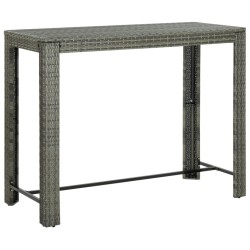 9-tlg. Gartenbar-Set mit Kissen Poly Rattan Grau