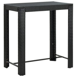 7-tlg. Gartenbar-Set mit Kissen Poly Rattan Schwarz