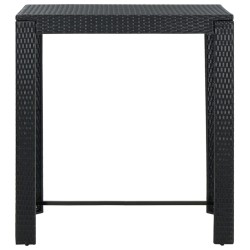 7-tlg. Gartenbar-Set mit Kissen Poly Rattan Schwarz