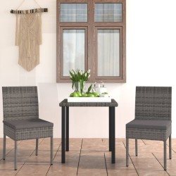 3-tlg. Garten-Essgruppe Poly Rattan Grau