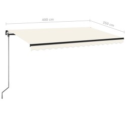 Markise Manuell Einziehbar mit LED 400x350 cm Creme