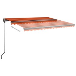 Markise Manuell Einziehbar mit Pfosten 4,5x3 m Orange und Braun