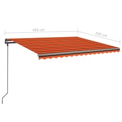 Markise Manuell Einziehbar mit LED 4,5x3,5 m Orange und Braun