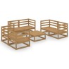 7-tlg. Garten-Lounge-Set Honigbraun Massivholz Kiefer