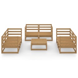 7-tlg. Garten-Lounge-Set Honigbraun Massivholz Kiefer