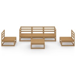 6-tlg. Garten-Lounge-Set Honigbraun Massivholz Kiefer